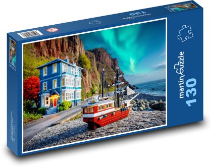 Modell eines Schiffes mit Aurora - Puzzle - 130 Teile