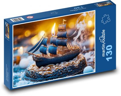 Kerze - Boot, Segelboot - Puzzle - 130 Teile