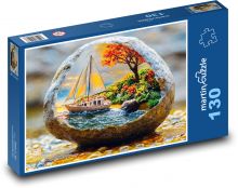 Plachetnice - koule Puzzle 130 dílků - 28,7 x 20 cm