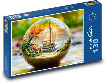 Loď - plachetnica - Puzzle 130 dielikov, rozmer 28,7x20 cm 