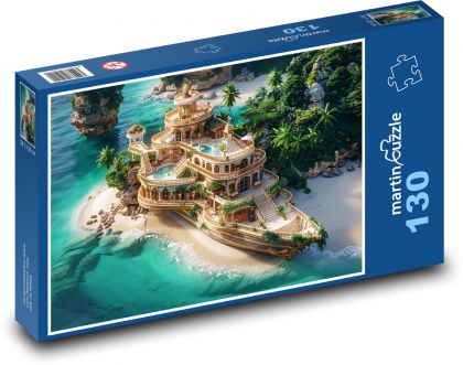 Luxusná jachta na pláži - Puzzle 130 dielikov, rozmer 28,7x20 cm 