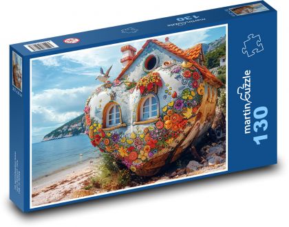 Herz - Haus, Strand - Puzzle - 130 Teile