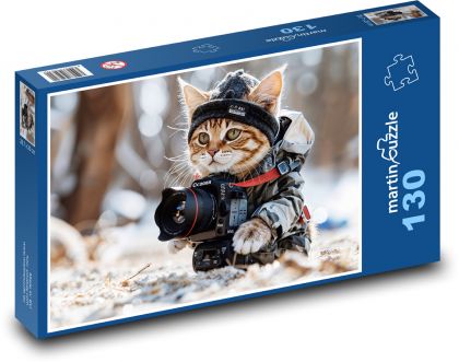 Kočka a fotoaparát - puzzle 130 dílků