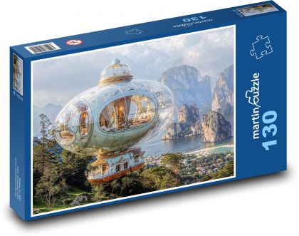 Airship over the sea - Puzzle 130 pieces, size 28.7x20 cm 