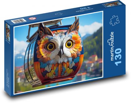 Owl - cable car - Puzzle 130 pieces, size 28.7x20 cm 