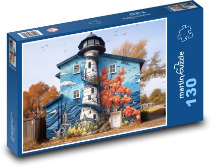 Latarnia morska - dom - Puzzle 130 elementów, rozmiar 28,7x20 cm