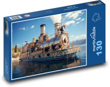 Lokomotiva - loď Puzzle 130 dílků - 28,7 x 20 cm