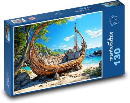 Gauč - loď, pláž - puzzle 130 dílků