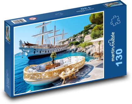 Loď - gauč - Puzzle 130 dielikov, rozmer 28,7x20 cm 