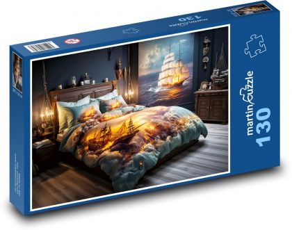 Postel - lodě - puzzle 130 dílků
