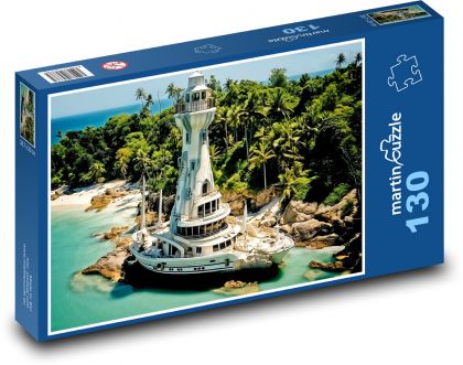 Leuchtturm - Boot, Meer - Puzzle - 130 Teile