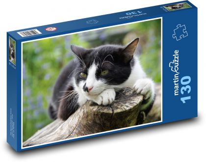 Black and white cat - Puzzle 130 pieces, size 28.7x20 cm 