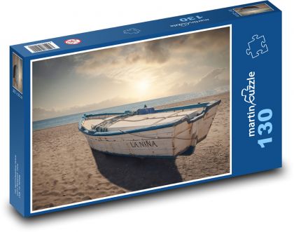 Západ slnka - loď - Puzzle 130 dielikov, rozmer 28,7x20 cm 