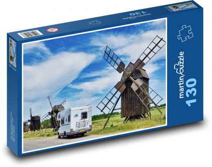Obytný automobil - mlyny - Puzzle 130 dielikov, rozmer 28,7x20 cm 
