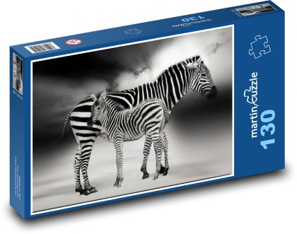 Zebra - matka a mládě - Puzzle 130 dílků, rozměr 28,7x20 cm