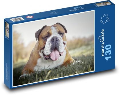 Bulldog - pies - Puzzle 130 elementów, rozmiar 28,7x20 cm