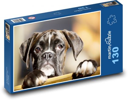 Pies - bokser - Puzzle 130 elementów, rozmiar 28,7x20 cm