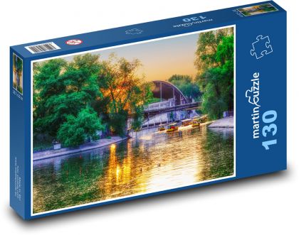 Zachód słońca w parku - Puzzle 130 elementów, rozmiar 28,7x20 cm