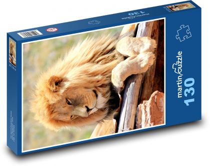 Lew - Puzzle 130 elementów, rozmiar 28,7x20 cm