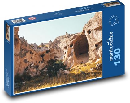 Kappadokie - jeskyně, Turecko - Puzzle 130 dílků, rozměr 28,7x20 cm