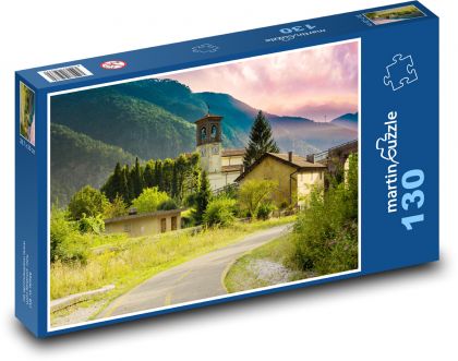 Kościół - natura - Puzzle 130 elementów, rozmiar 28,7x20 cm