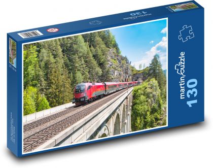 Vlak - lokomotiva - Puzzle 130 dílků, rozměr 28,7x20 cm