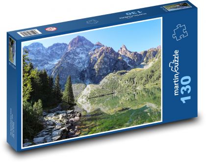 Hory - jazero - Puzzle 130 dielikov, rozmer 28,7x20 cm 