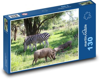 Zvířata - safari - Puzzle 130 dílků, rozměr 28,7x20 cm