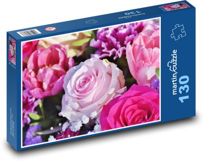 Ruže - ružové kvety - Puzzle 130 dielikov, rozmer 28,7x20 cm 