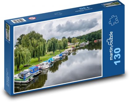 Statki - port - Puzzle 130 elementów, rozmiar 28,7x20 cm