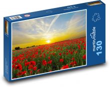 Vlčí máky - pole Puzzle 130 dílků - 28,7 x 20 cm