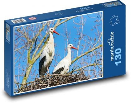 Brodiaci vták - bocian - Puzzle 130 dielikov, rozmer 28,7x20 cm 