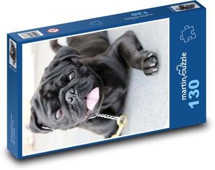 Čierny mops - pes - Puzzle 130 dielikov, rozmer 28,7x20 cm 