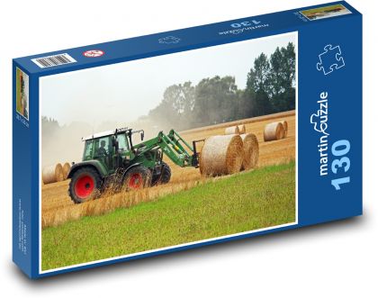 Traktor - balíky sena - Puzzle 130 dielikov, rozmer 28,7x20 cm 