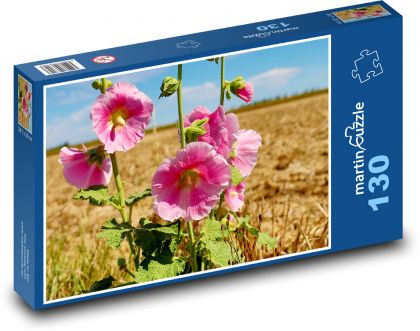 Topolovka - růžová květina - puzzle 130 dílků