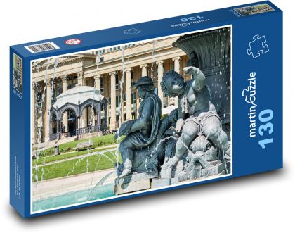 Stuttgart - fontána - Puzzle 130 dielikov, rozmer 28,7x20 cm 