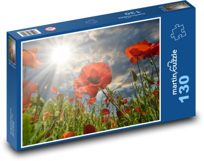 Slunce - vlčí máky - puzzle 130 dílků