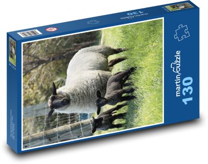 Owce - jagnięta - Puzzle 130 elementów, rozmiar 28,7x20 cm