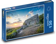 Opuštěný dům - západ slunce Puzzle 130 dílků - 28,7 x 20 cm