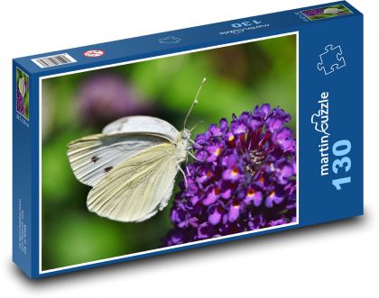 Motýl - hmyz na květině - puzzle 130 dílků