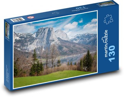 Hory - jazero, stromy - Puzzle 130 dielikov, rozmer 28,7x20 cm 