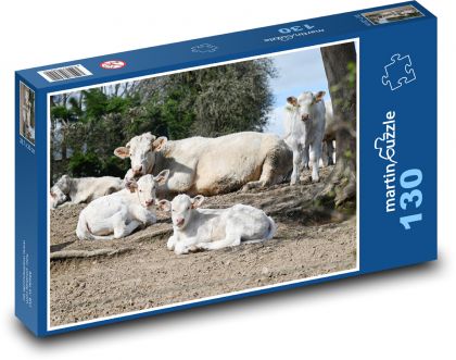 Odpočívajúce kravy a teľatá - Puzzle 130 dielikov, rozmer 28,7x20 cm 
