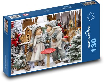 Vianočná bábika a bábika - Puzzle 130 dielikov, rozmer 28,7x20 cm 