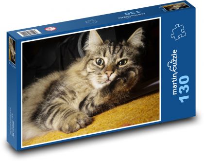 Norweski kot leśny - Puzzle 130 elementów, rozmiar 28,7x20 cm