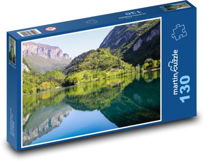 Ráno u alpského jezera - puzzle 130 dílků