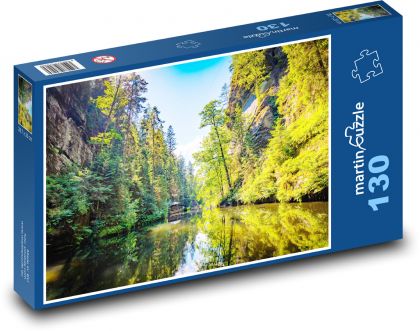 Rzeka w wąwozie leśnym - Puzzle 130 elementów, rozmiar 28,7x20 cm