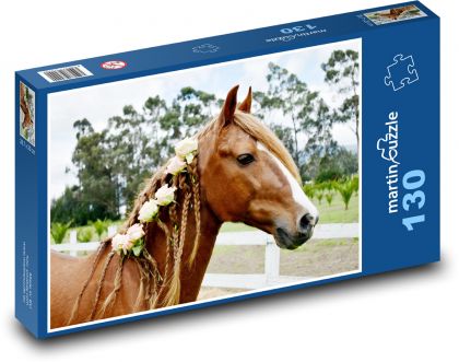 Horse decorated with roses - Puzzle 130 pieces, size 28.7x20 cm 