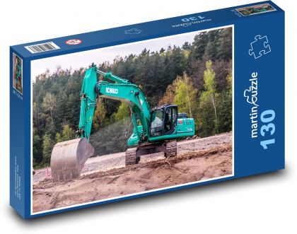 Construction machine - excavator - Puzzle 130 pieces, size 28.7x20 cm 