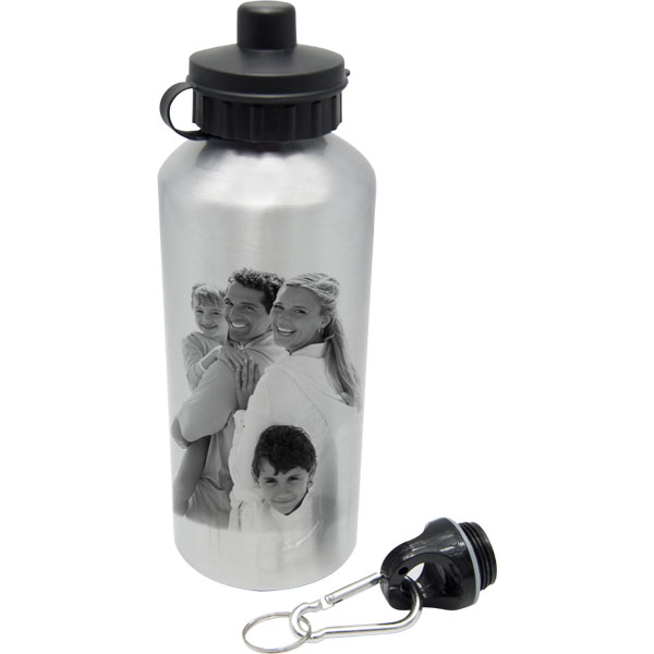 Alu-Sportflasche - silber, 1x Foto-Druck