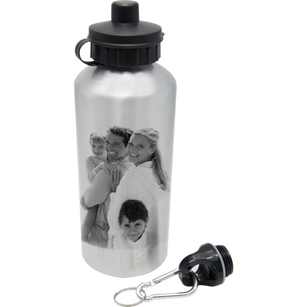 Fľaša strieborná - 1x potlač, praktický darček pre cyklistu s fotkou